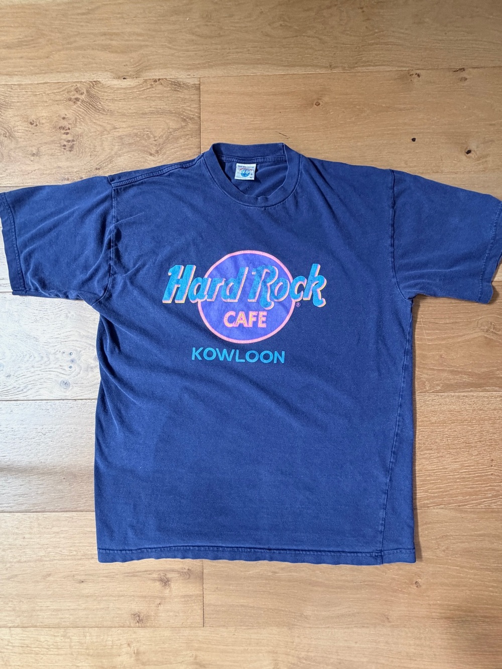 Vintage 90s Hard Rock Cafe Kowloon Hong Kong Save The Planet Tee Navy XL